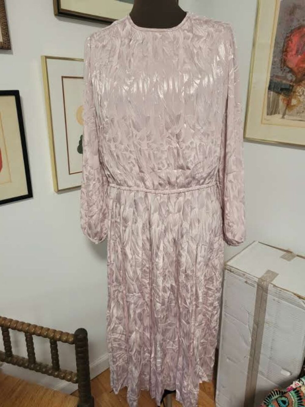 Vintage 80's Pleat Dress in Pale PInk by In the Mood